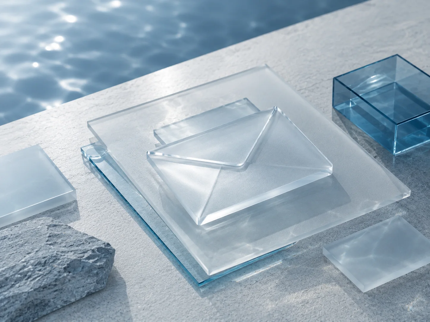 Translucent envelope representing educational updates